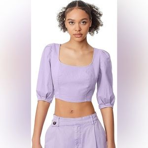 NWT Circus NY Women's Smocked Back Puff Short Sleeve Crop Top